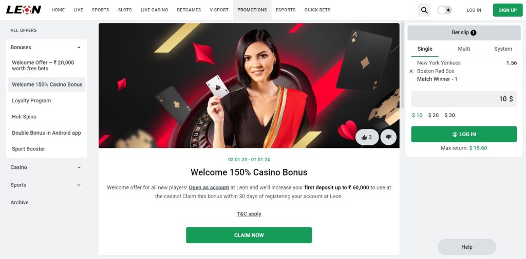 Preview of Leonbet Casino Bonus