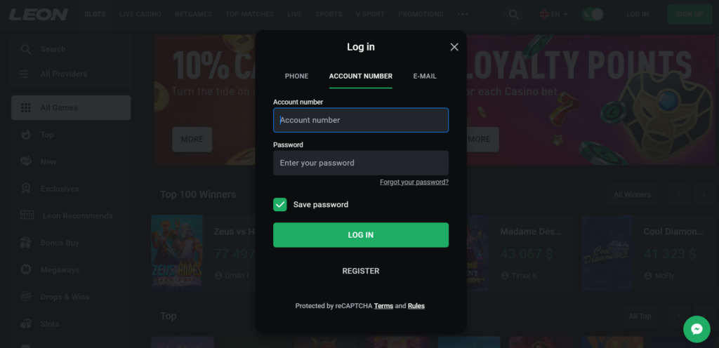 leon casino login