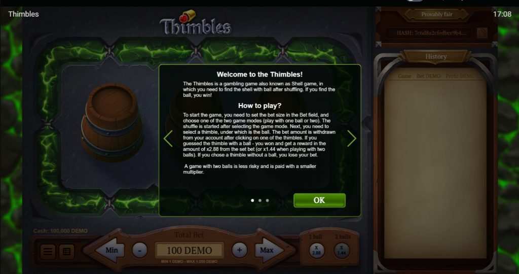 thimbles game
