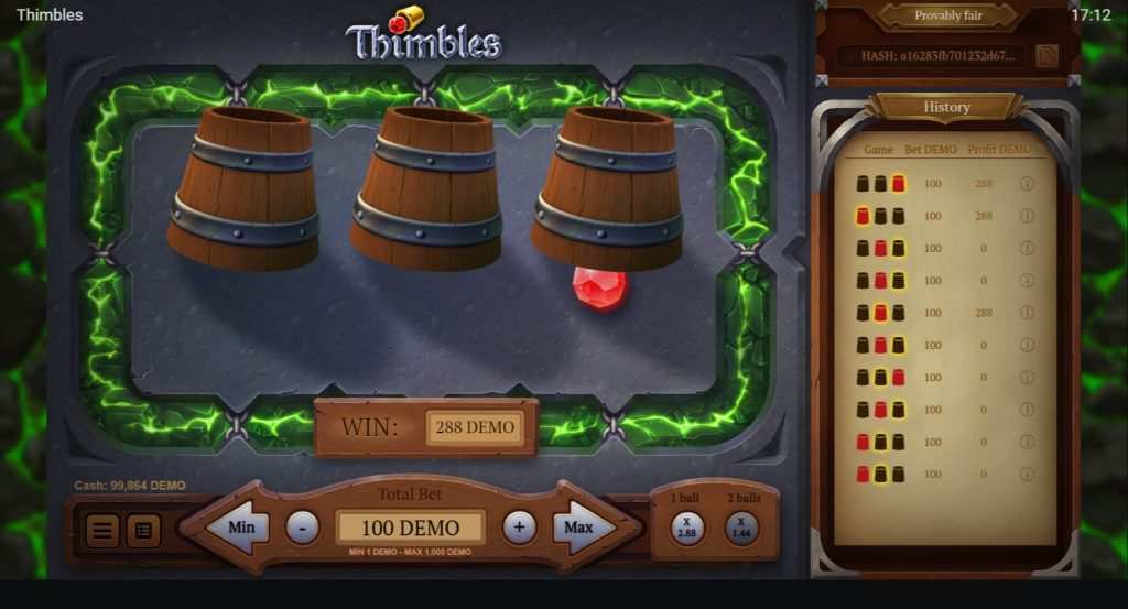 thimbles slot win